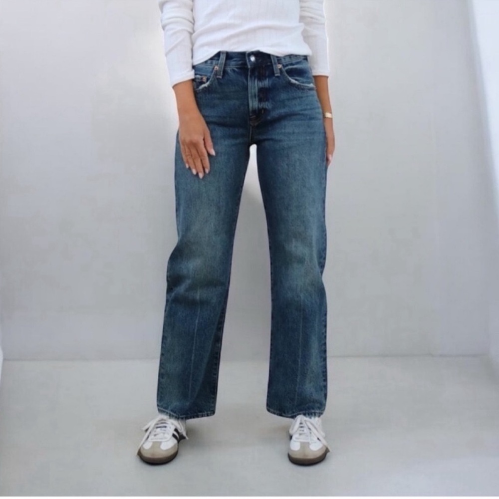 Anthropologie Pistola Lexi Mid Rise Bowed Barrel Leg Straight Jeans - Picture 2 of 7